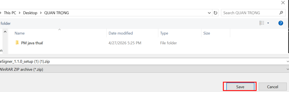 Lưu bộ cài Java eSigner 1.1.0
